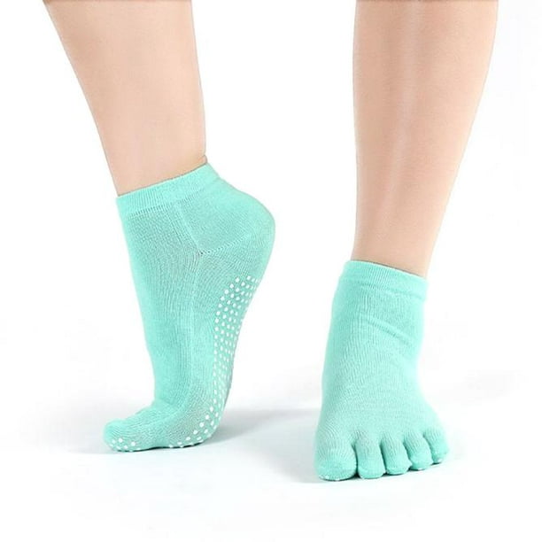 Women Colorful Cotton Yoga Gym Toe Non Slip Massage Socks Full Grip Socks Heel